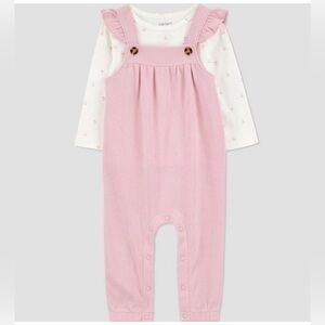 Carter's Cherry Pink Ruffle-Strap Romper with White Bodysuit